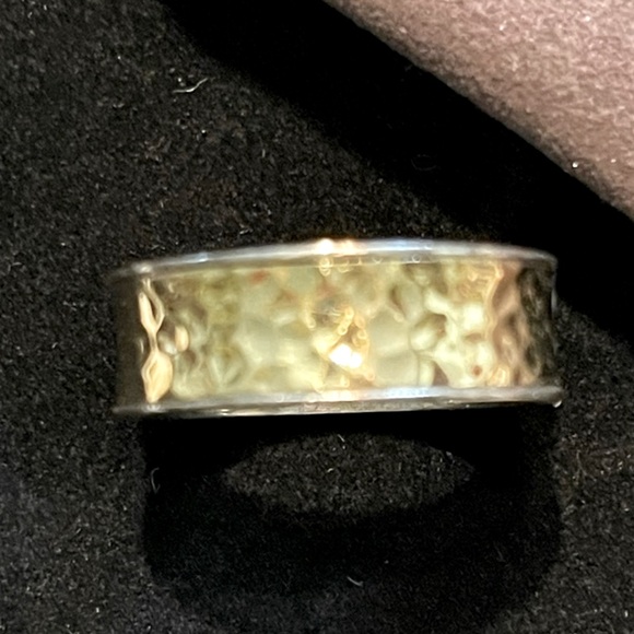 John Hardy Palu Hammered 18k gold Sterling Silver Band Ring